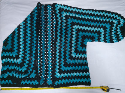 Oversized Grungy Teal Hexagon Cardigan