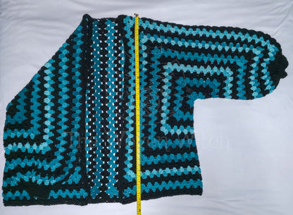 Oversized Grungy Teal Hexagon Cardigan